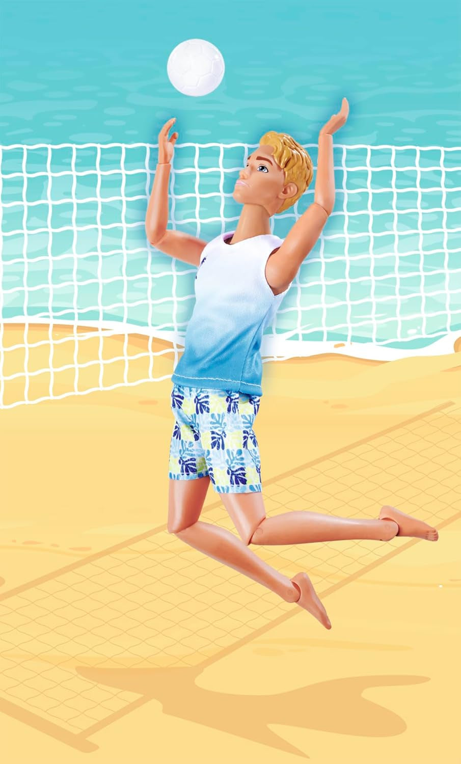 Simba Steffi Love Beach Kevin Doll, Kevin in costume da bagno con maglietta e palla da pallavolo, completamente articolata, 30 cm, dai 3 anni in su