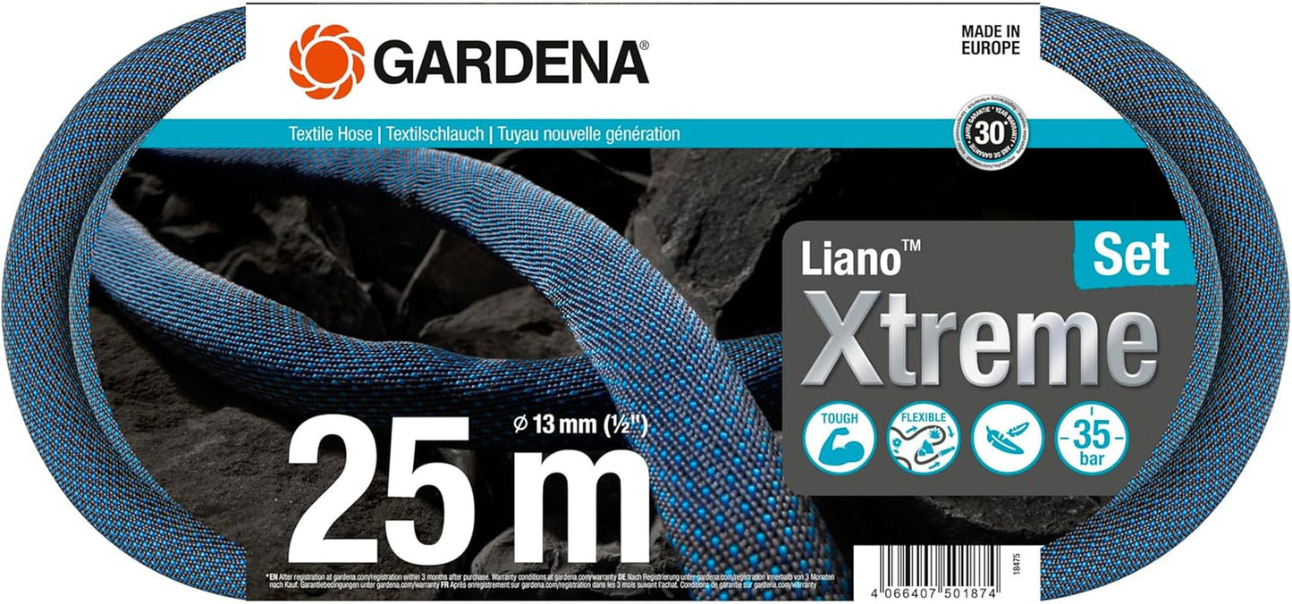 Set Gardena Liano Xtreme 1/2 pollice 25 m: tubo da giardino in tessuto estremamente robusto con tubo interno in PVC leggero e resistente alle intemperie (18475-20)
