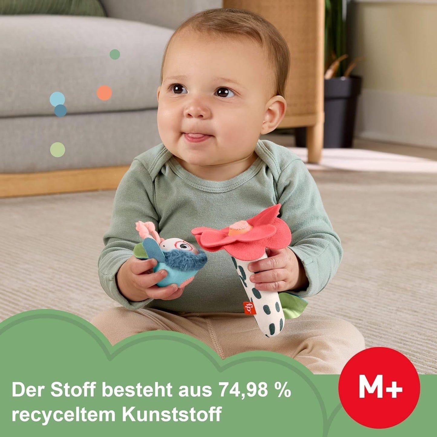 Giocattolo per bambini Fisher-Price Planet Friends Peluche sensoriale 2 in 1 con campanella e ape, set da due pezzi per neonati fino a 3 mesi, HYR56 Baby Toys Naty Shop