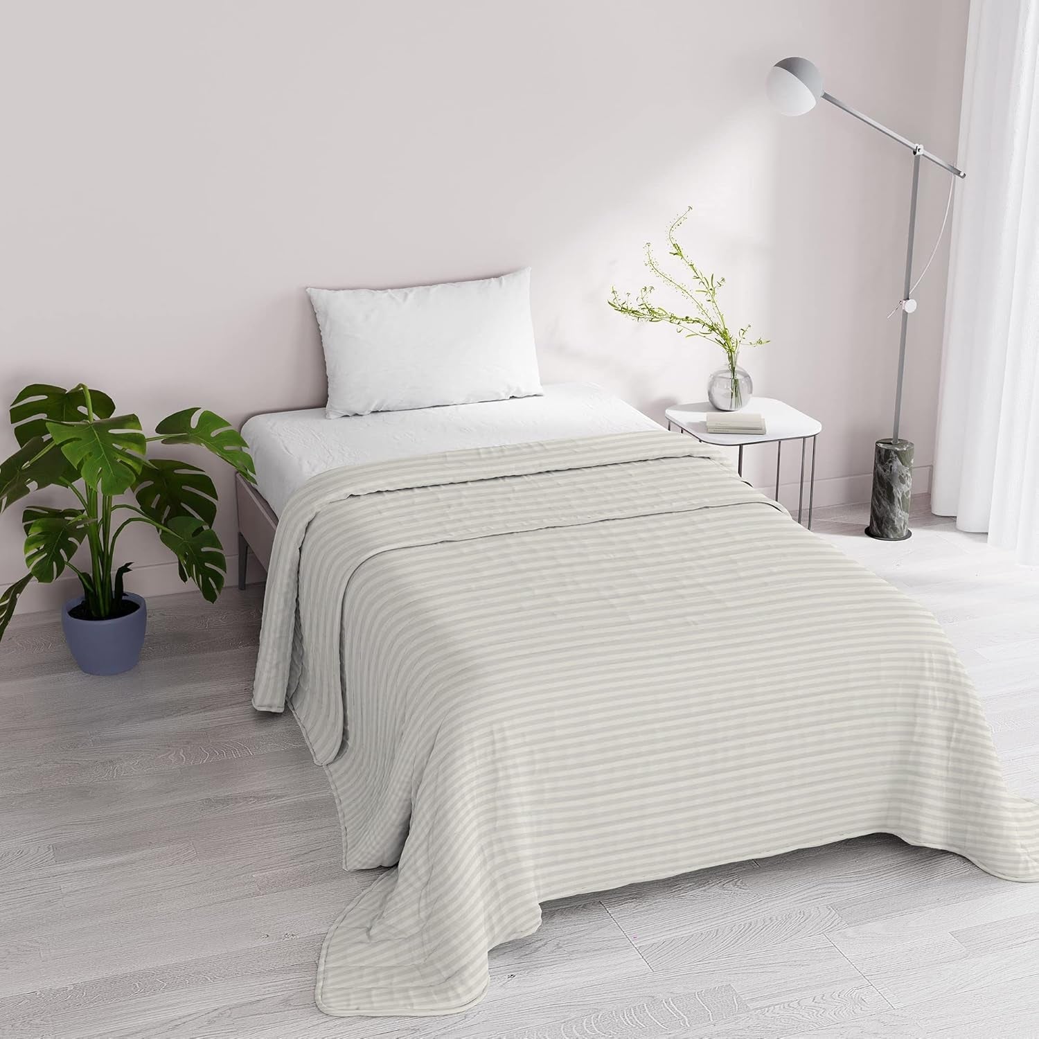 Trapunta estiva Satin Stripes, poliestere, panna, 260X250 Cm Trapunte e Trapunte Naty Shop Panna 170X250 Cm
