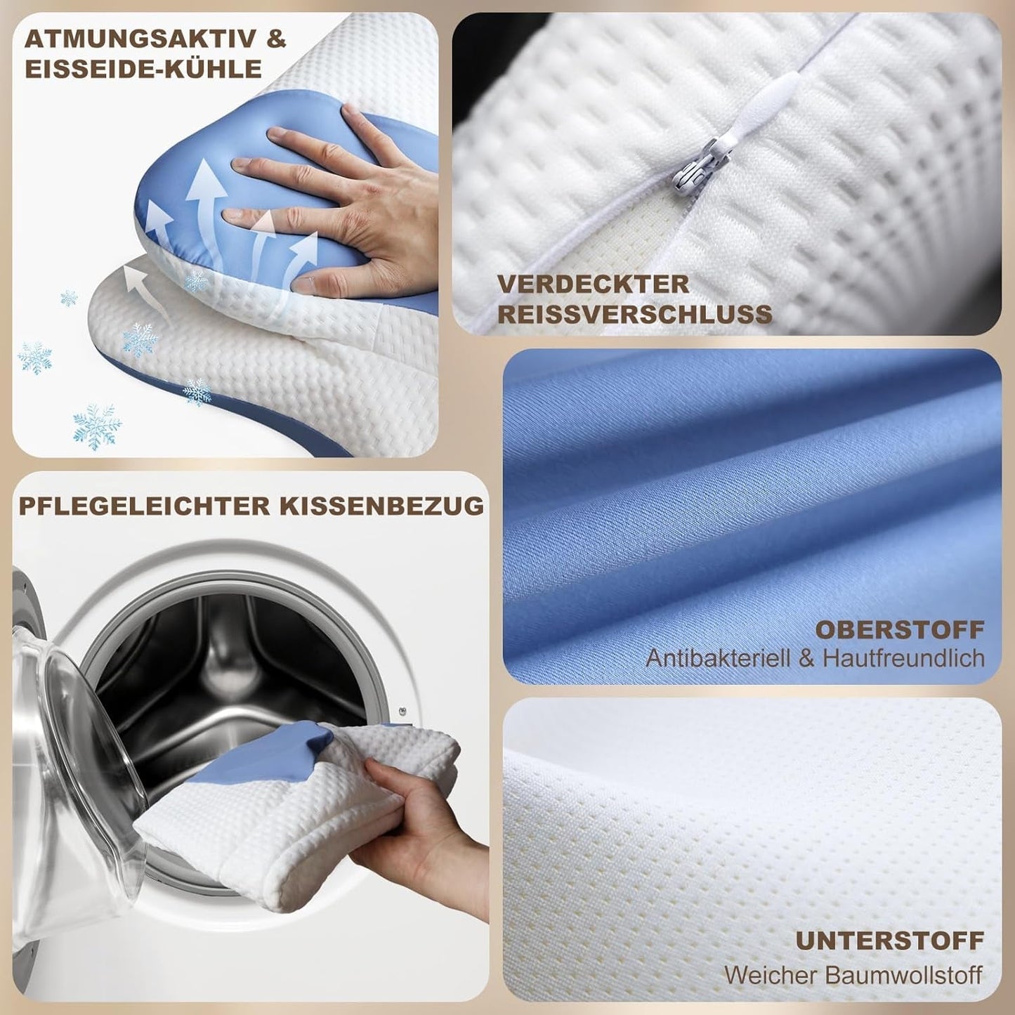 Cuscino ergonomico per chi dorme sul fianco - Cuscino per il collo Cuscino di supporto per dolori al collo e alle spalle Cuscino ortopedico per il collo in memory foam per pancia, schiena e chi dorme sul fianco con supporto per il collo Cuscini ortopedici cervicali Naty Shop