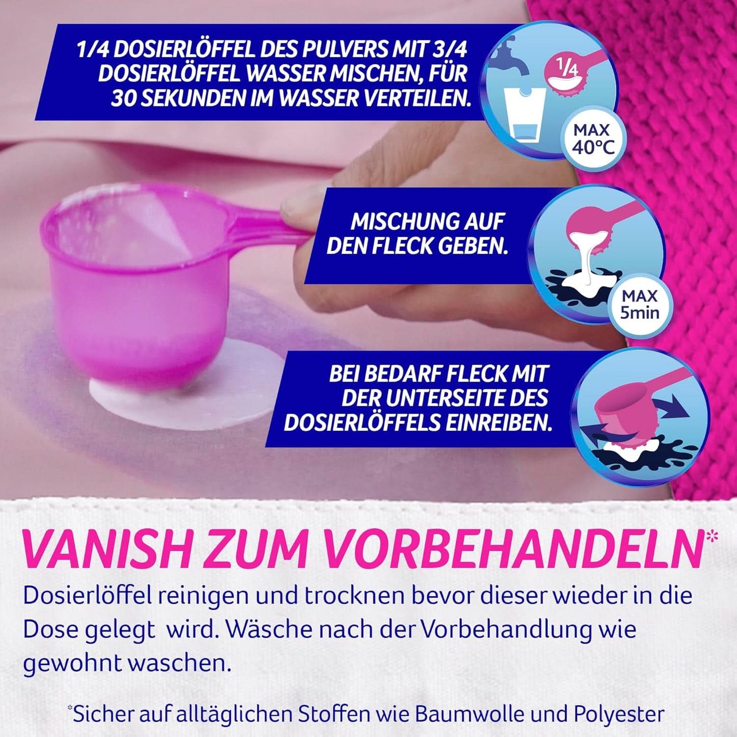 Vanish Oxi Action Powder Pink - 1.125 Kg - polvere smacchiante e migliorativa senza cloro - per bucato colorato Detersivi Bucato Naty Shop