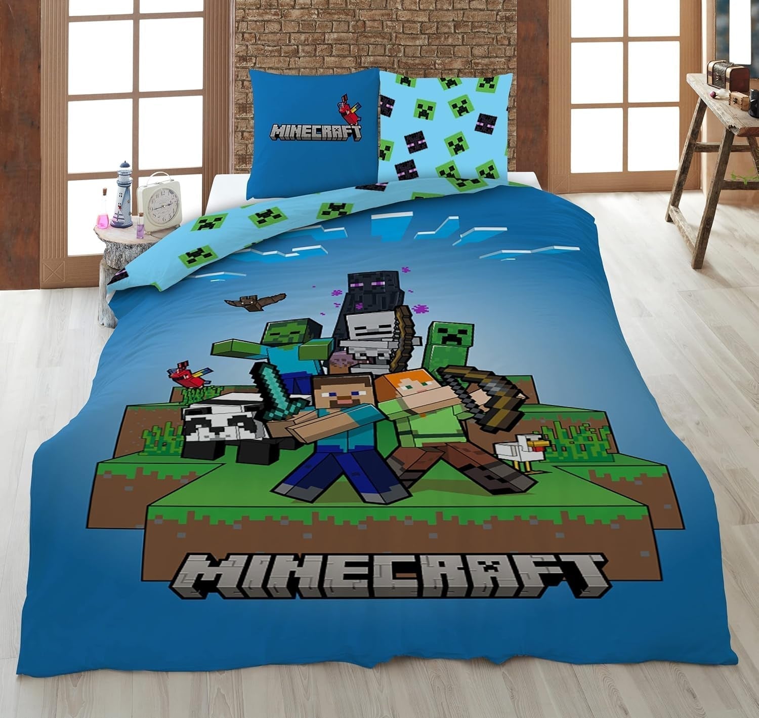 Set biancheria da letto per bambini Minecraft Ready to Survive Biancheria da letto in microfibra - Titolo predefinito del negozio Kids Naty