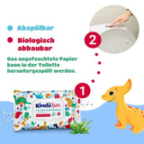 Kindii Fun Carta igienica bagnata - (10X60 pezzi) Carta igienica bagnata - Camomilla, Aloe Vera, Ph neutro, Idrorepellente, Rinfresca la zona intima - 600 pezzi