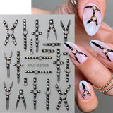 2PCS 5D gotico punk adesivo per unghie in rilievo, adesivo per unghie autoadesivo croce e forma a X adesivi per Halloween, decorazioni per unghie per unghie artistiche da donna