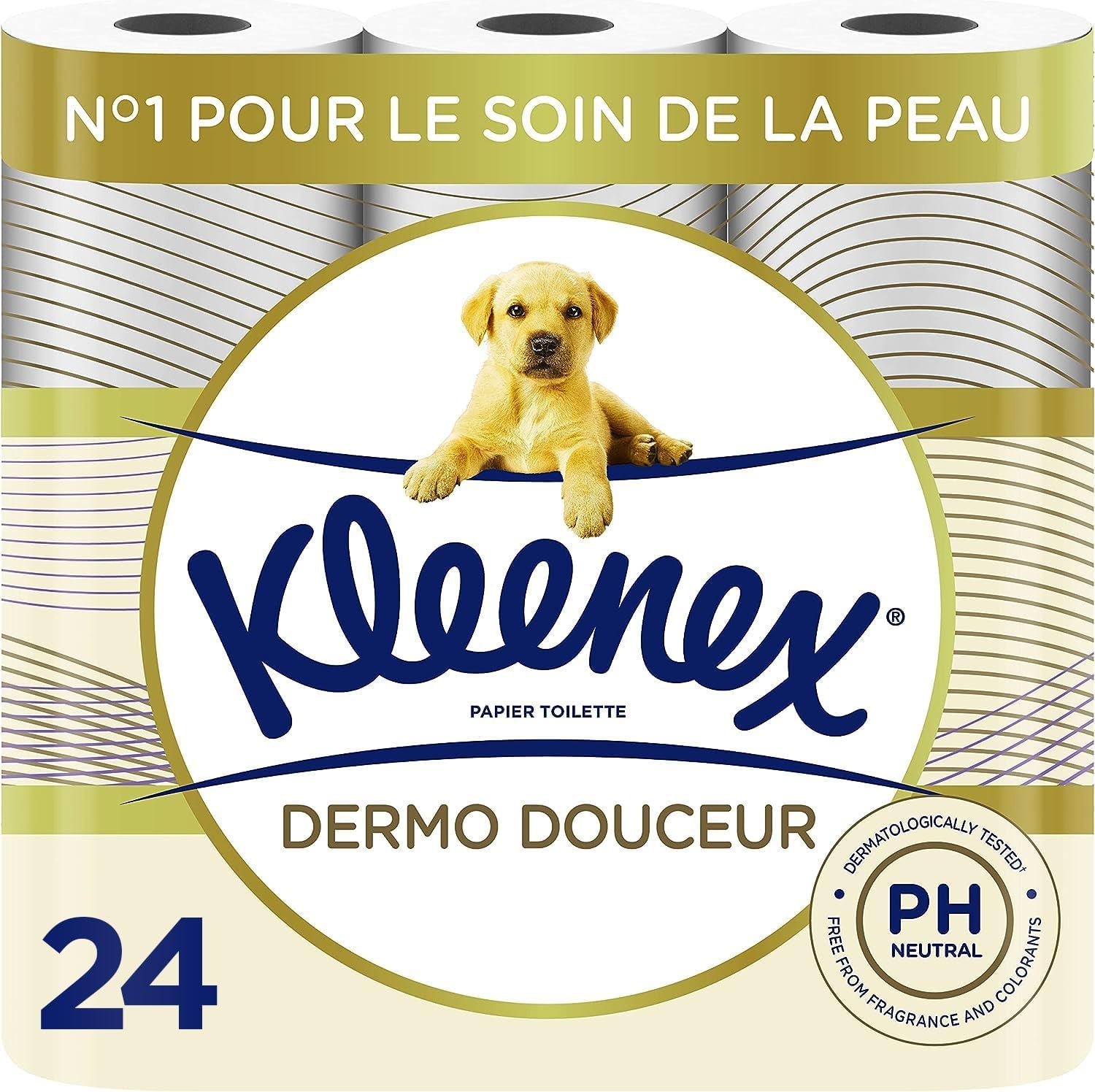 KLEENEX Dermo Douceur 4230420 Carta igienica, 24 rotoli (4 X 6 rotoli) bianco, 24 Unité (lotto di 6)