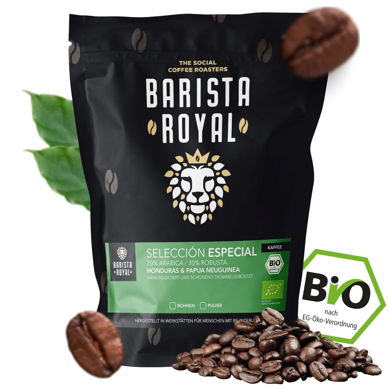 BARISTA ROYAL Bio Kaffeebohnen 1kg "Selezione Speciale" | Frische Kaffeebohnen direkt gehandelt | 70% Arabica, 30% Robusta Kaffee ganze Bohnen | Ideale per macchine completamente automatiche e filtranti