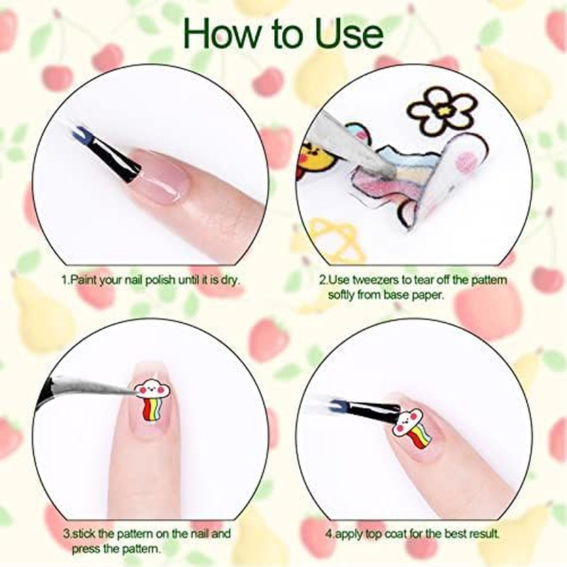 Simpatici adesivi per unghie per bambini 20 fogli Adesivi per unghie 3D Fiori che si illuminano al buio Decorazioni colorate per nail art Adesivi per unghie Adesivi autoadesivi Accessori decorativi fai da te