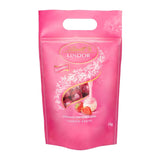 Palline di cioccolato extra fondente Lindt LINDOR e palline di cioccolato con crema alla fragola LINDOR | Busta richiudibile da 1 kg | ca. 80 palline di cioccolato bianco con crema alla fragola