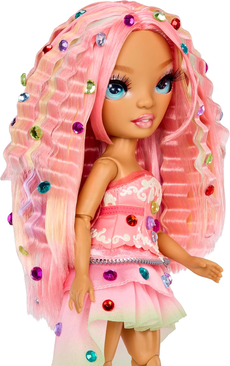 Rainbow High Be Dazzling - Adeline Rose - Bambola alla moda rosa da 28 cm con strumento per decorare, pietre preziose scintillanti e accessori per lo styling