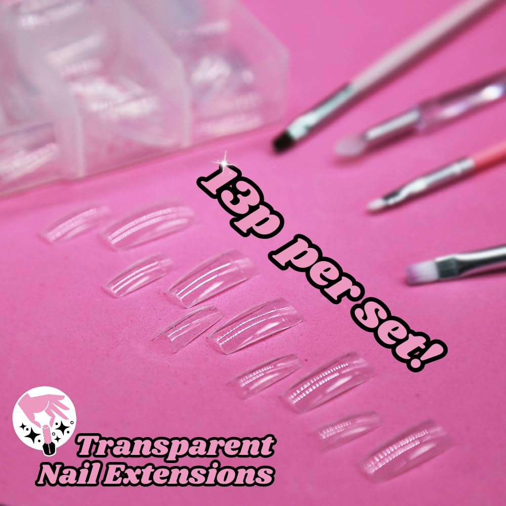 TRIXES 500 punte per unghie in gel, punte per unghie francesi, in acrilico trasparente, per manicure fai-da-te, 10 modelli diversi