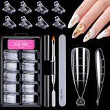 Set di forme per unghie da 120 pezzi, estensioni per unghie, forme per unghie in gel, set di forme per unghie con pennello a doppia testa e lima per unghie con clip, per unghie in gel