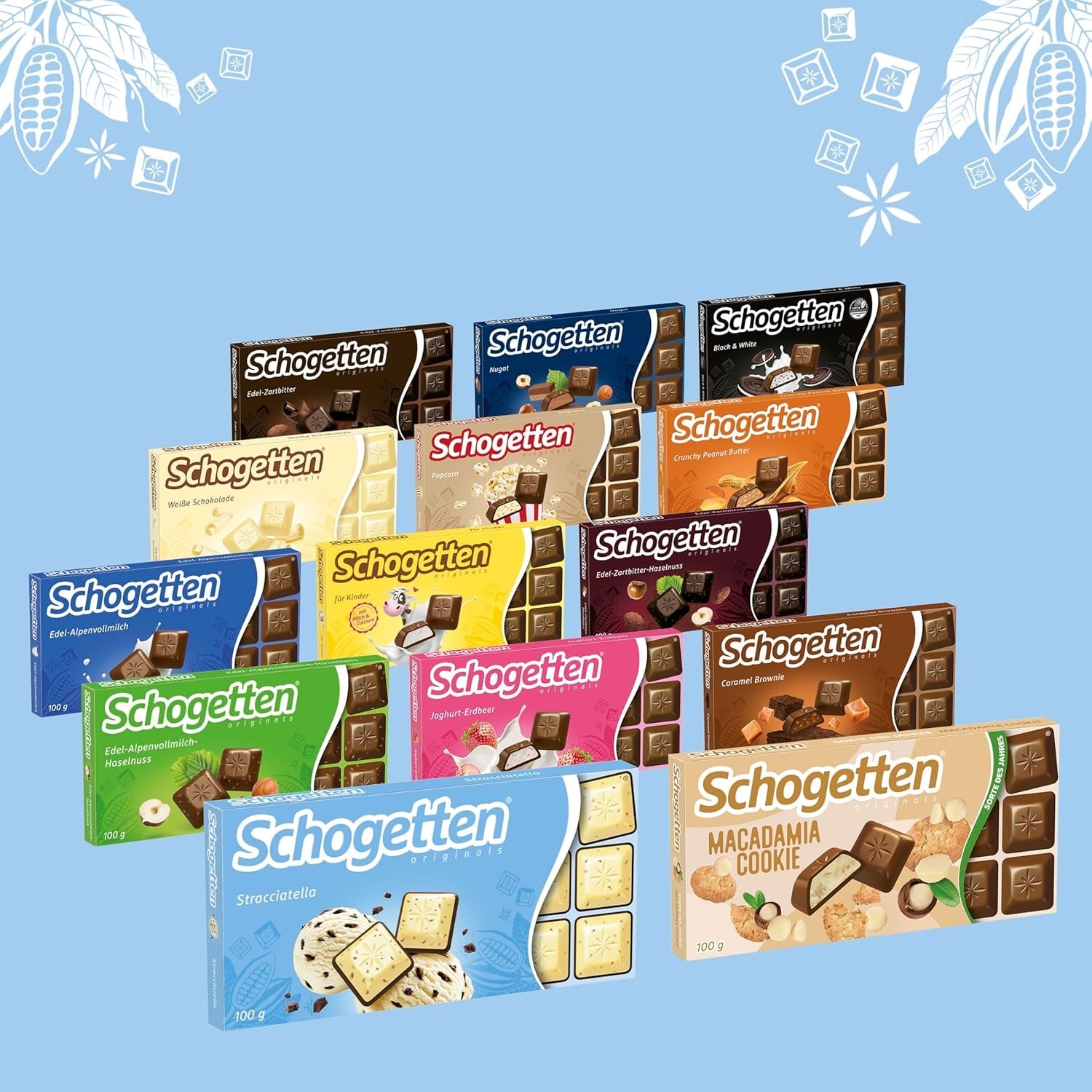 Tavoletta di cioccolato Schogetten Stracciatella 100g, porzionata singolarmente. Una delizia. Pezzo per pezzo.