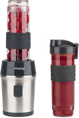 H.Koenig Smoothie Maker SMOO9 - Mini Robot da cucina - Mini Frullatore - 300 Watt - 570 Ml - Edelstahl - 2 Kunststoffflaschen - Bpa-Frei, Grau Kitchen Naty Shop Grau