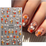 JMEOWIO 3D Nagelsticker Blumen Nail Art Sticker Self-klebend Nagelaufkleber 5D Stereoscopico Herbst Blumen Dekoration Nageldesign Zubehör 4 Blatt