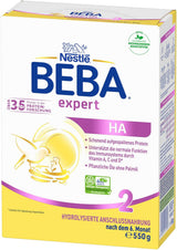 BEBA Expert HA 2 Latte di proseguimento dopo 6 mesi, omogeneizzato con proteine ​​idrolizzate, solo lattosio, senza olio di palma, confezione da 6 (6 x 550 g) Naty Shop