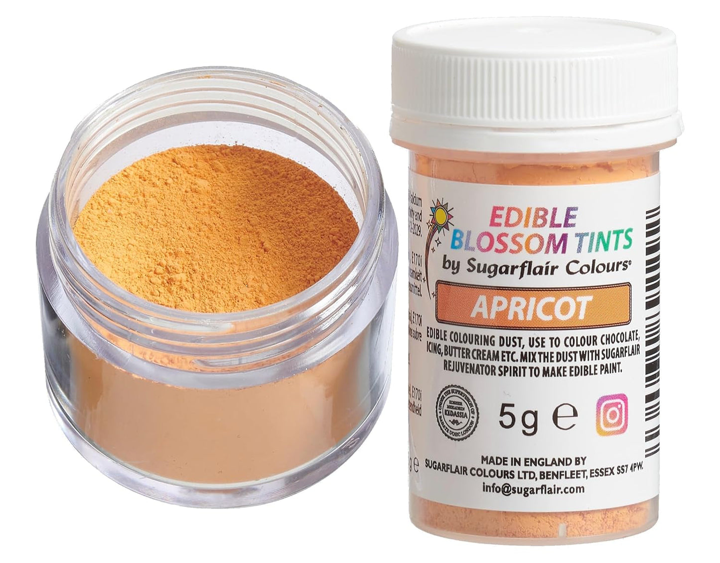 Sugarflair Blossom Tint Dust Colorante alimentare in polvere albicocca - Colorante alimentare in polvere per decorazione di torte, pasta di zucchero, fondente, glassa, cioccolato, crema al burro, macarons e altro - 5G
