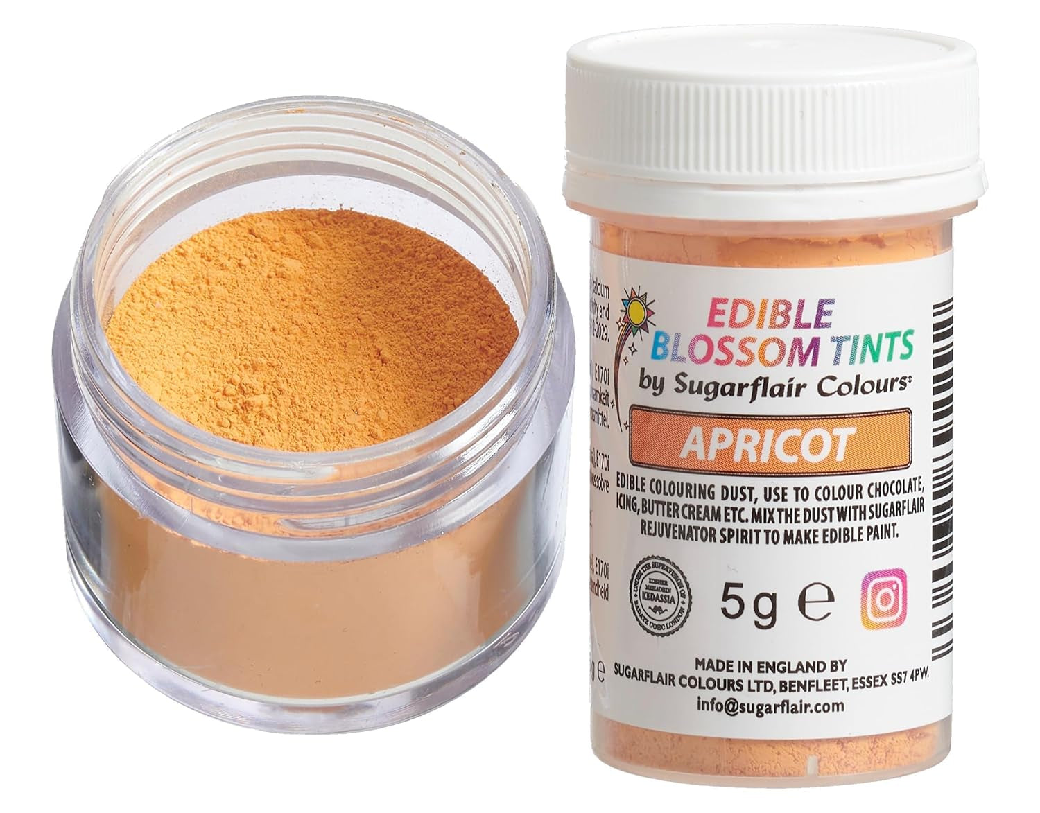 Sugarflair Blossom Tint Dust Colorante alimentare in polvere albicocca - Colorante alimentare in polvere per decorazione di torte, pasta di zucchero, fondente, glassa, cioccolato, crema al burro, macarons e altro - 5G