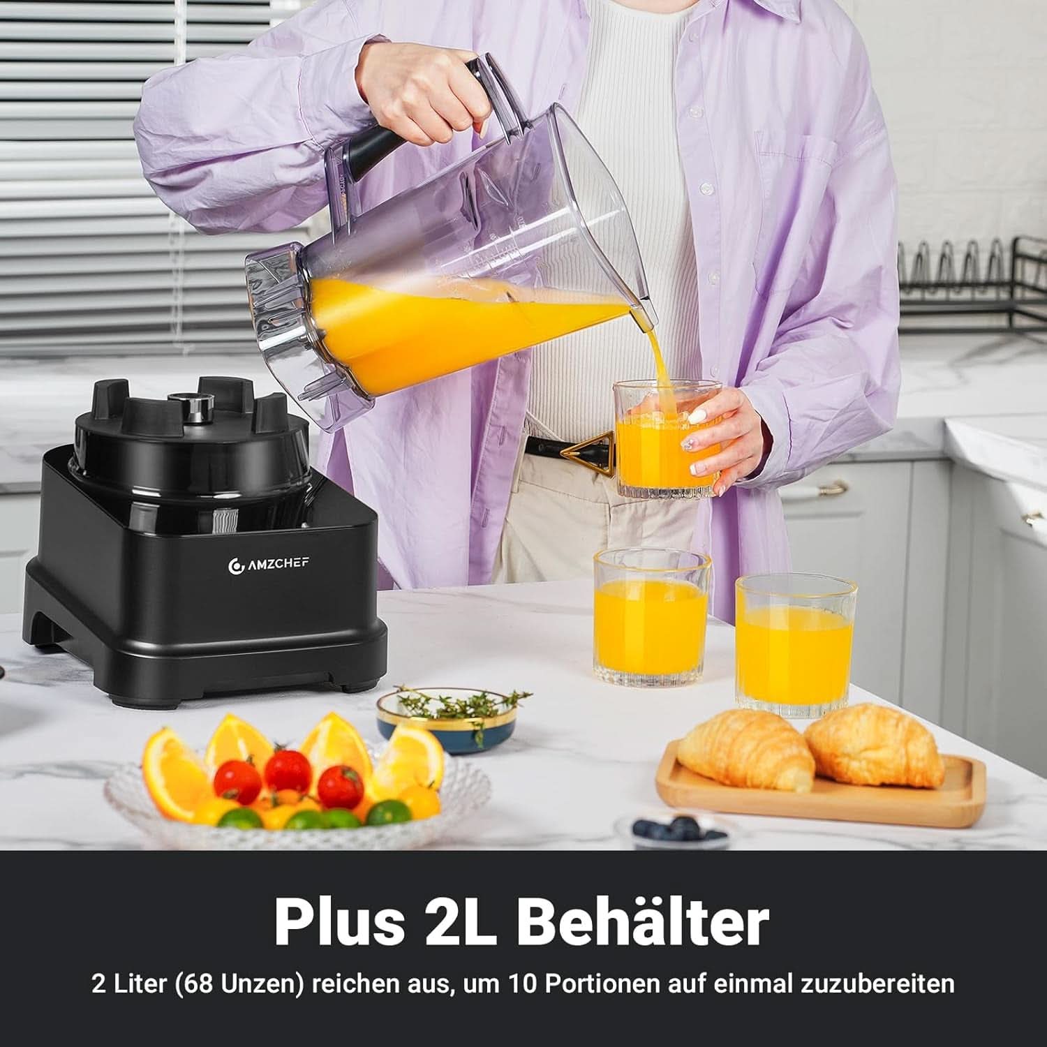 Frullatore AMZCHEF, 8 menu intelligenti e 10 velocità, touch screen LCD Kitchen Naty Shop