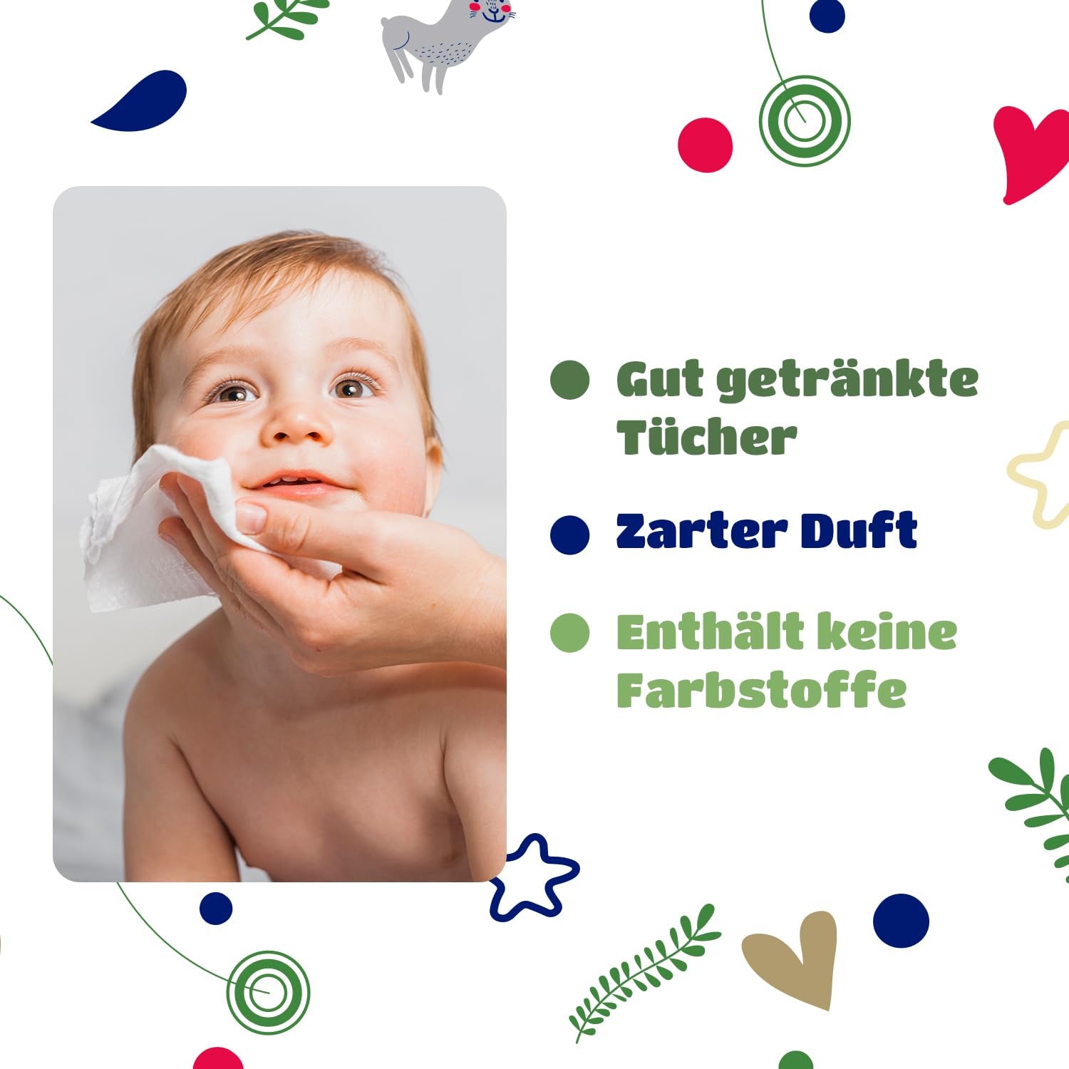 Salviettine umidificate per neonati Kindii Natural Balance – (1 x 60 pz.) Salviette umidificate per neonati e bambini – Protettive, Aloe Vera, Fragranza delicata – 60 pz.