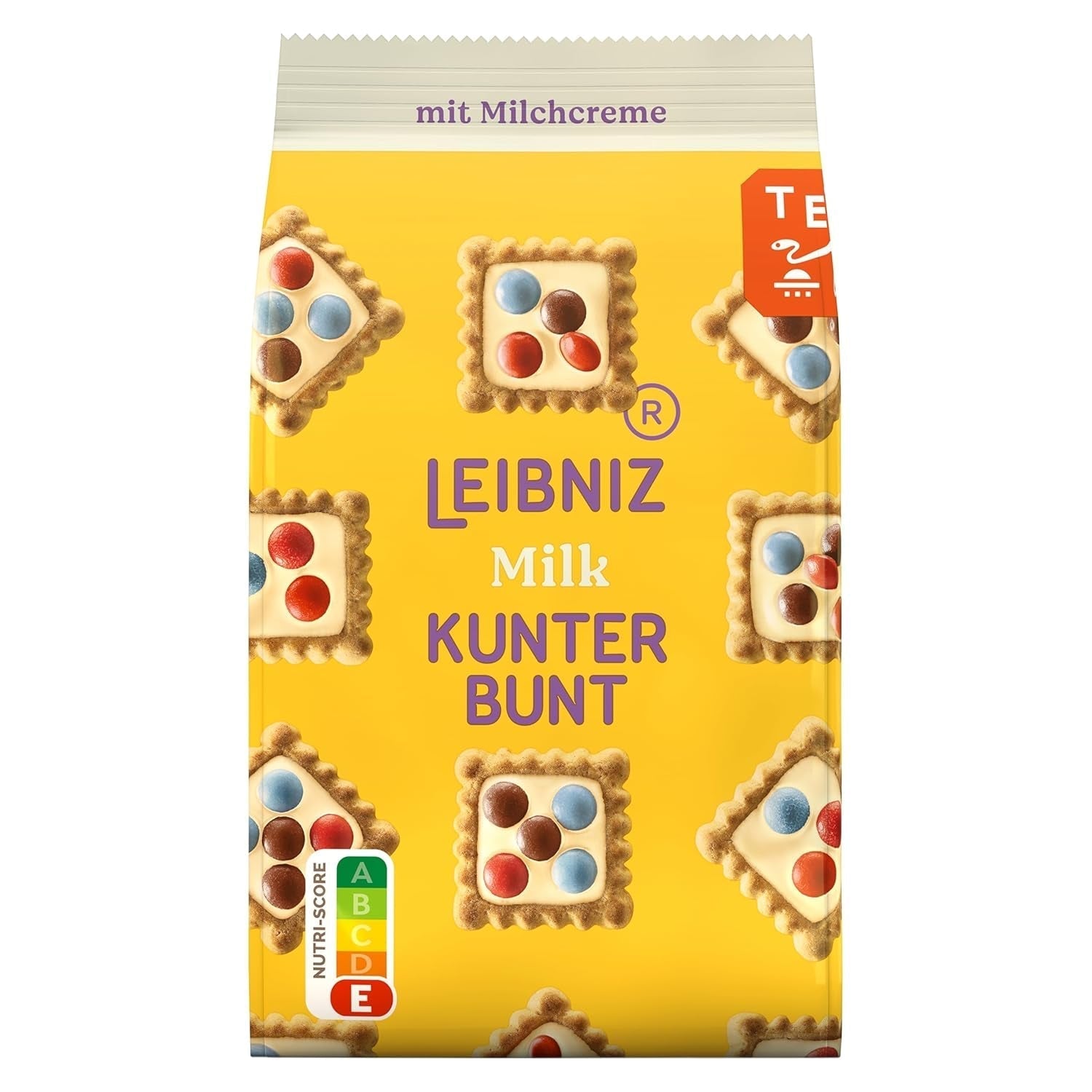 LEIBNIZ Kunterbunt Milk, confezione da 12, biscotti croccanti con crema al latte e pezzi di cioccolato (12 x 125 g)