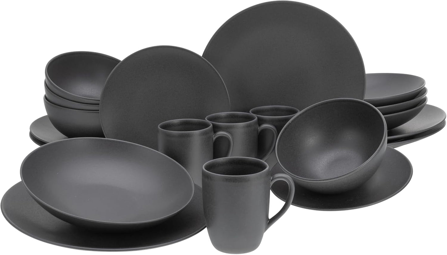 Creatable, 23146, serie SOFT TOUCH BLACK, set di stoviglie da 20 pezzi, servizio combinato in porcellana, lavabile in lavastoviglie e adatto al microonde, prodotto in Portogallo