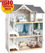 Casa delle bambole Small Foot Casa a schiera in legno a 3 piani con facciata aperta e 12 mobili per 3 anni e oltre 11802 Case delle bambole Bianco Grigio Naty Shop