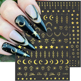 8 fogli Luna e stelle dorate Adesivi per nail art Ali d'angelo Adesivi per unghie color oro marrone chiaro Stelle Foil per unghie Adesivi autoadesivi per unghie Accessori per il design delle unghie Adesivi per unghie