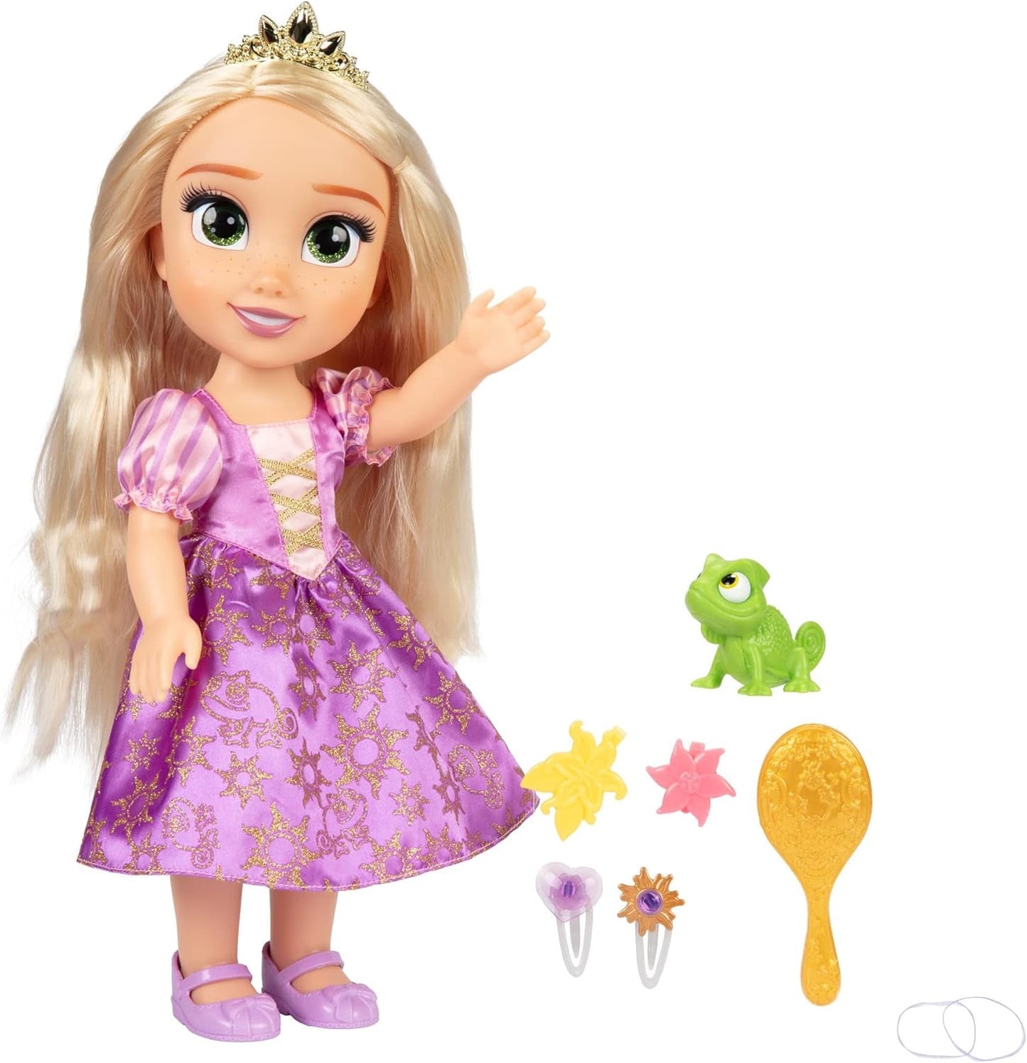 Disney Princess Rapunzel canta bambola 35 cm, canta "I See the Light", include accessori per divertirsi ancora di più, perfetta per bambine sopra i 3 anni, Purple Dolls Naty Shop