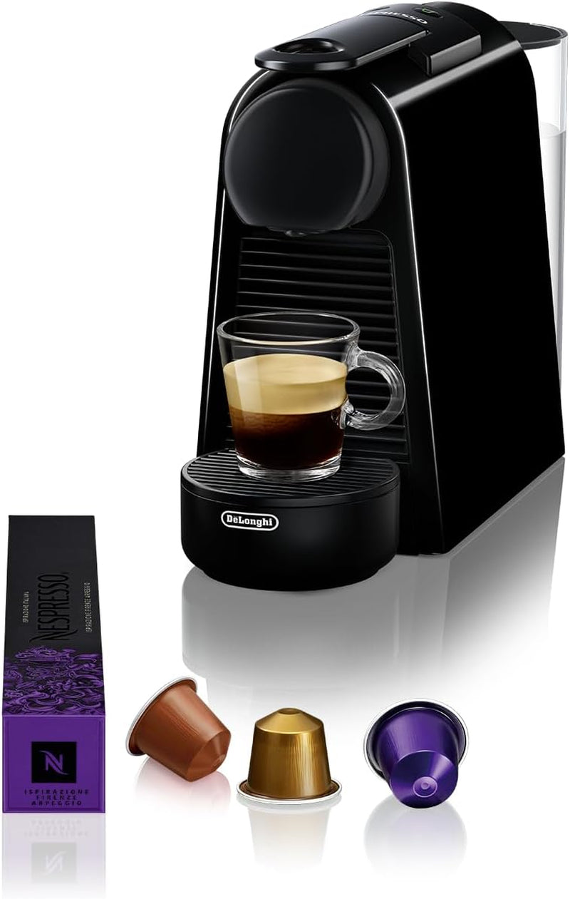 Macchina per caffè espresso con capsule Nespresso De'Longhi Essenza Mini, nera | Pressione della pompa 19 bar | Serbatoio dell'acqua 0,6 l | Per espresso e lungo | Piccola macchina per caffè espresso – Grandi momenti di caffè | EN85.B