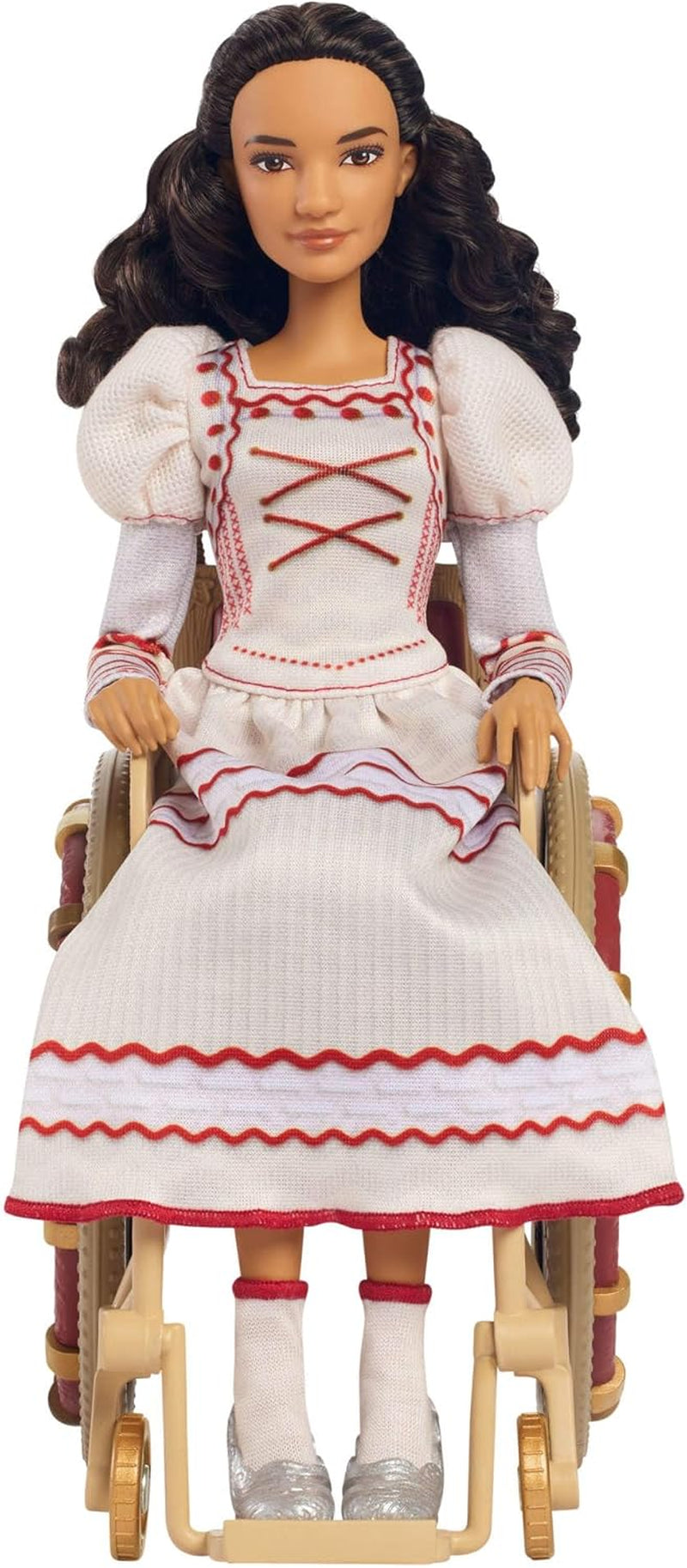 Mattel Wicked Nessarose Fashion Doll e accessori, inclusa sedia a rotelle, con capelli castani ricci, varie pose e abito da ballo staccabile, HXY36