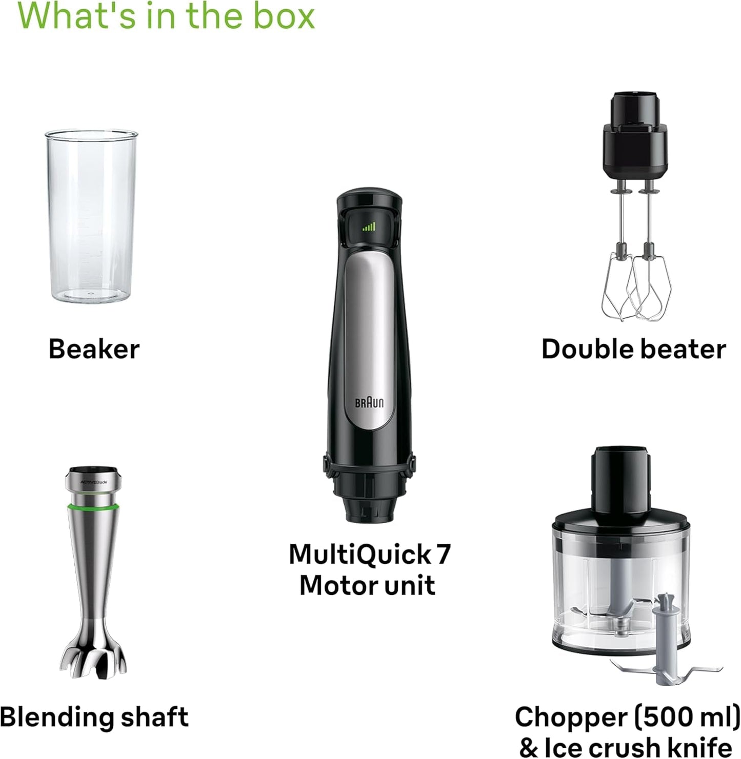 Braun Household Hogar Multiquick 7 Mixer, Spritzschutz, Spülmaschinenfest, Bpa-Frei, 600 Ml, Zerkleinerer 500 Ml, Eisklinge, MQ 7035XBI, 1000 W, Schwarz, MQ7035XBI Cucina Naty Shop
