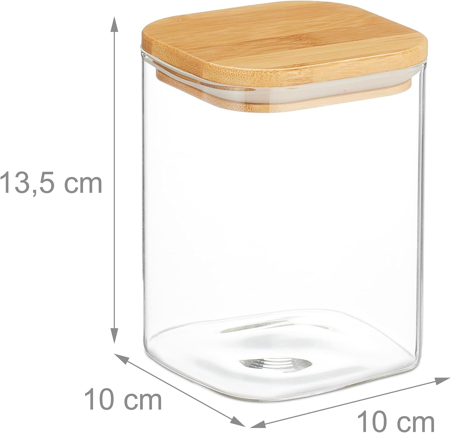 Relaxdays Barattoli con Coperchio in Bambù Set da 3 Barattoli Quadrati in Vetro 900ml Scatole per Alimenti Trasparenti/Naturali a Tenuta stagna Naty Shop