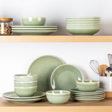 GBHOME Set di stoviglie in ceramica per 6 persone, set di piatti e ciotole dipinti a mano da 24 pezzi, gres antigraffio, lavabile in lavastoviglie e adatto al microonde