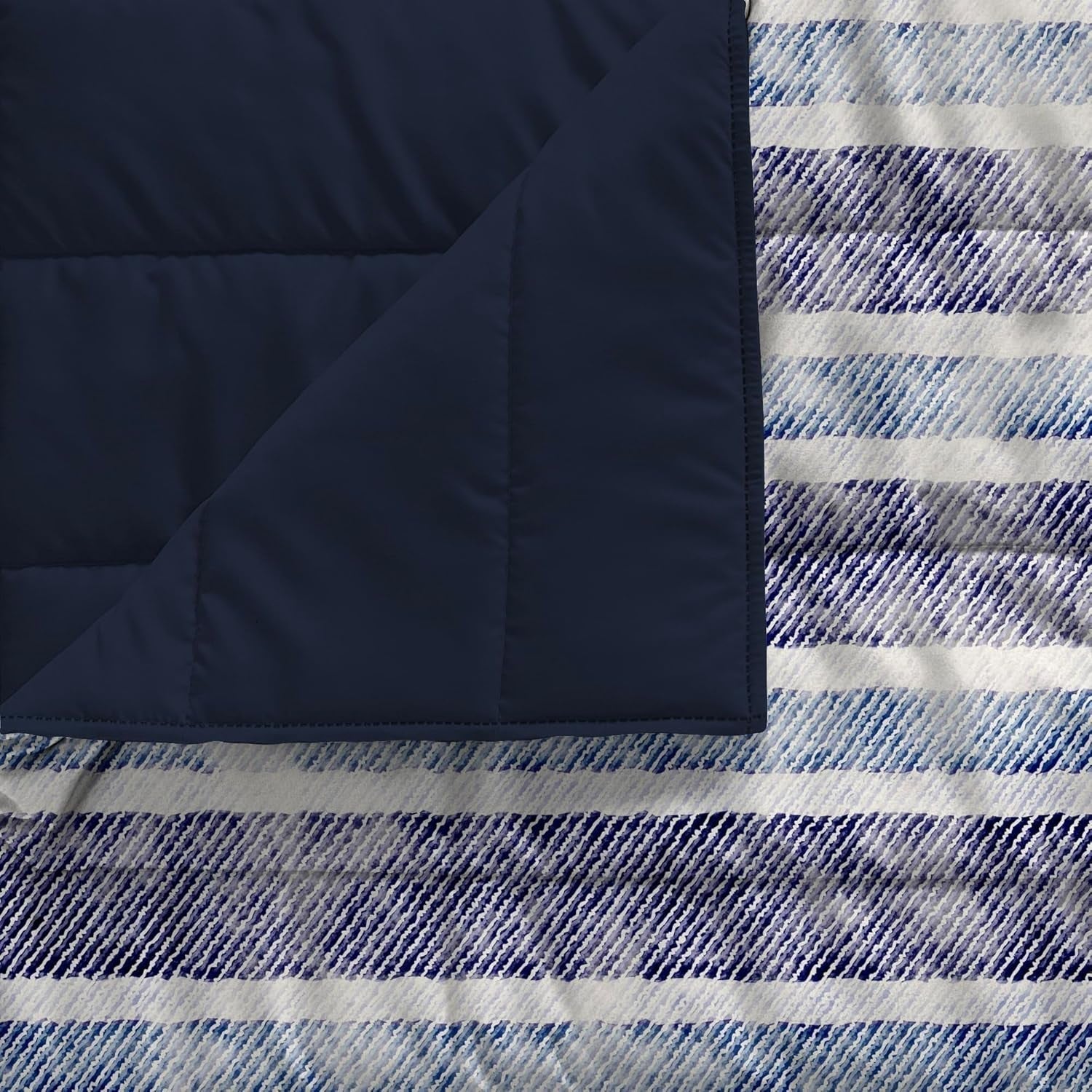 Coperta estiva basic, microfibra, righe jeans, 200X240Cm Trapunte e Piumoni Naty Shop