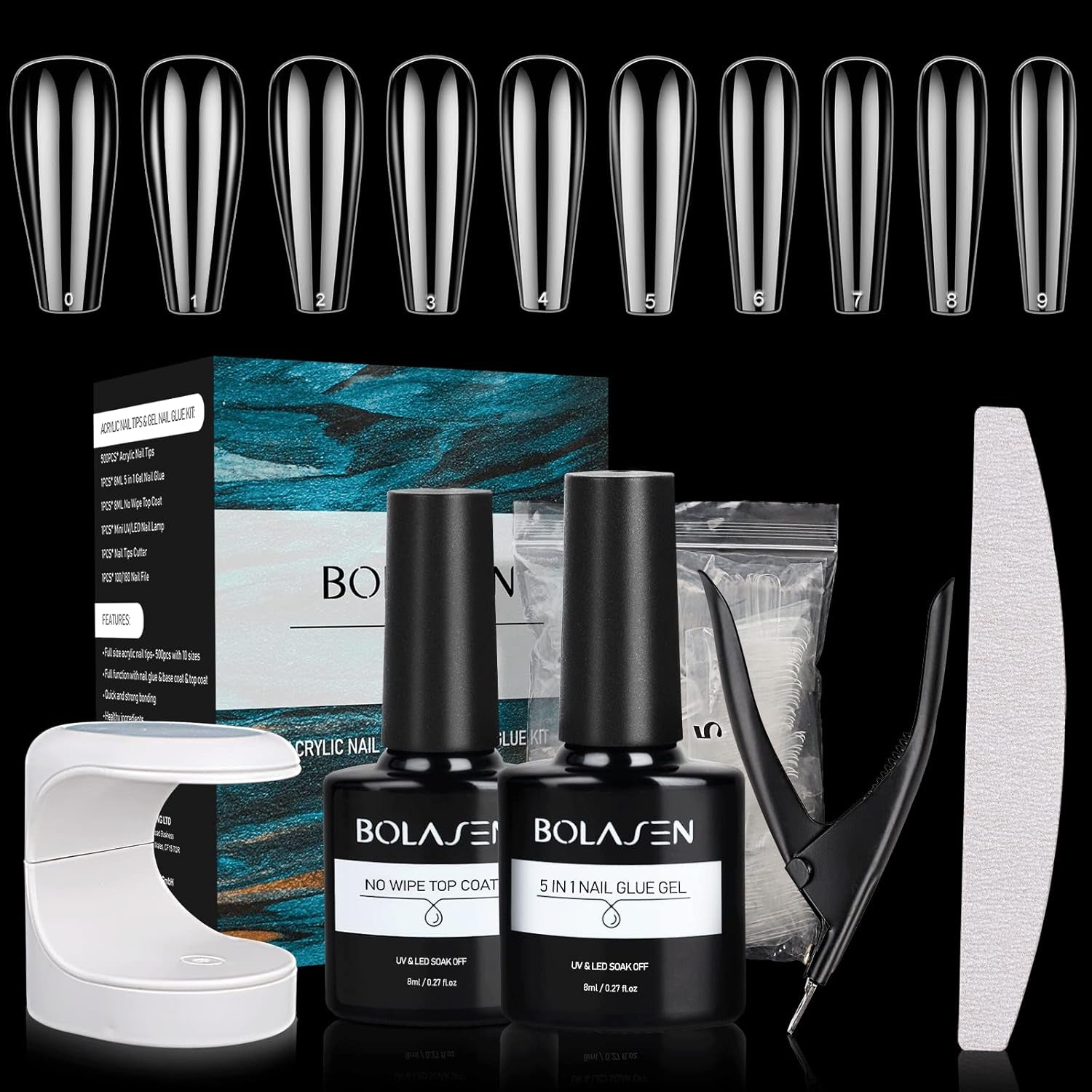 Colla per punte per unghie, Colla per unghie BOLASEN extra forte, 4 pezzi Colla per unghie screpolate, Colla per unghie, Colla per unghie artificiale extra forte, Colla per unghie - 4 * 7 ml
