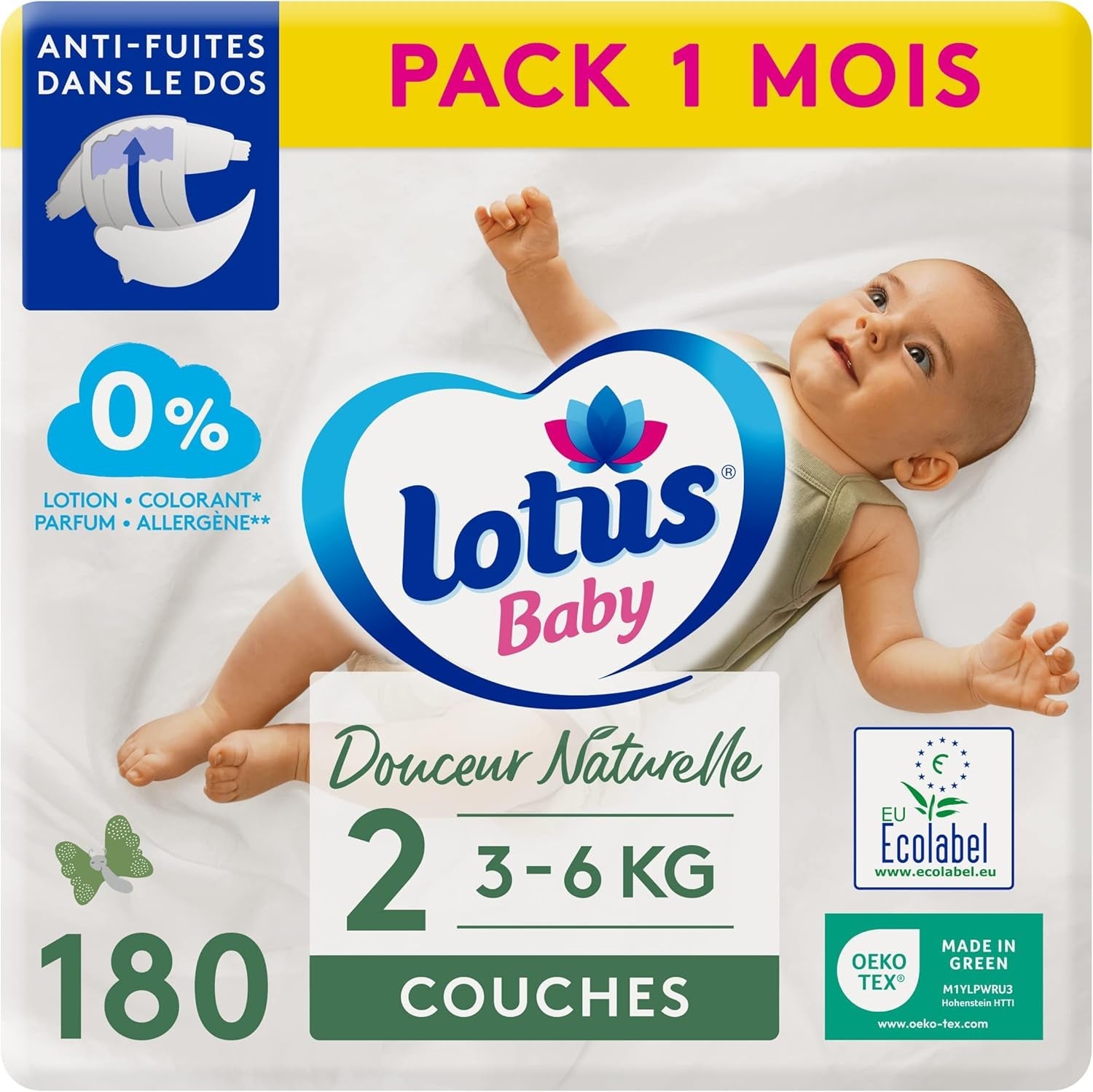 Douceur Naturelle – Pannolini taglia 3 (5-9 kg) Confezione da 1 mese – 172 pannolini