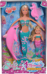 Simba 105733336 - Steffi Love Sirene Amici, Magica Sirena Bambola con Sorella Evi, Delfino e Altro, Giocattolo per Bambini dai 3 Anni in su