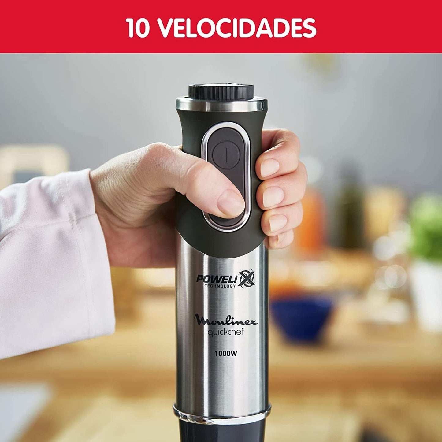 DD6558 DD655810 Quickchef Tauchmixer 3 in 1, tecnologia Powelix, 3 ripiani, acciaio inox, acciaio/nero Kitchen Naty Shop