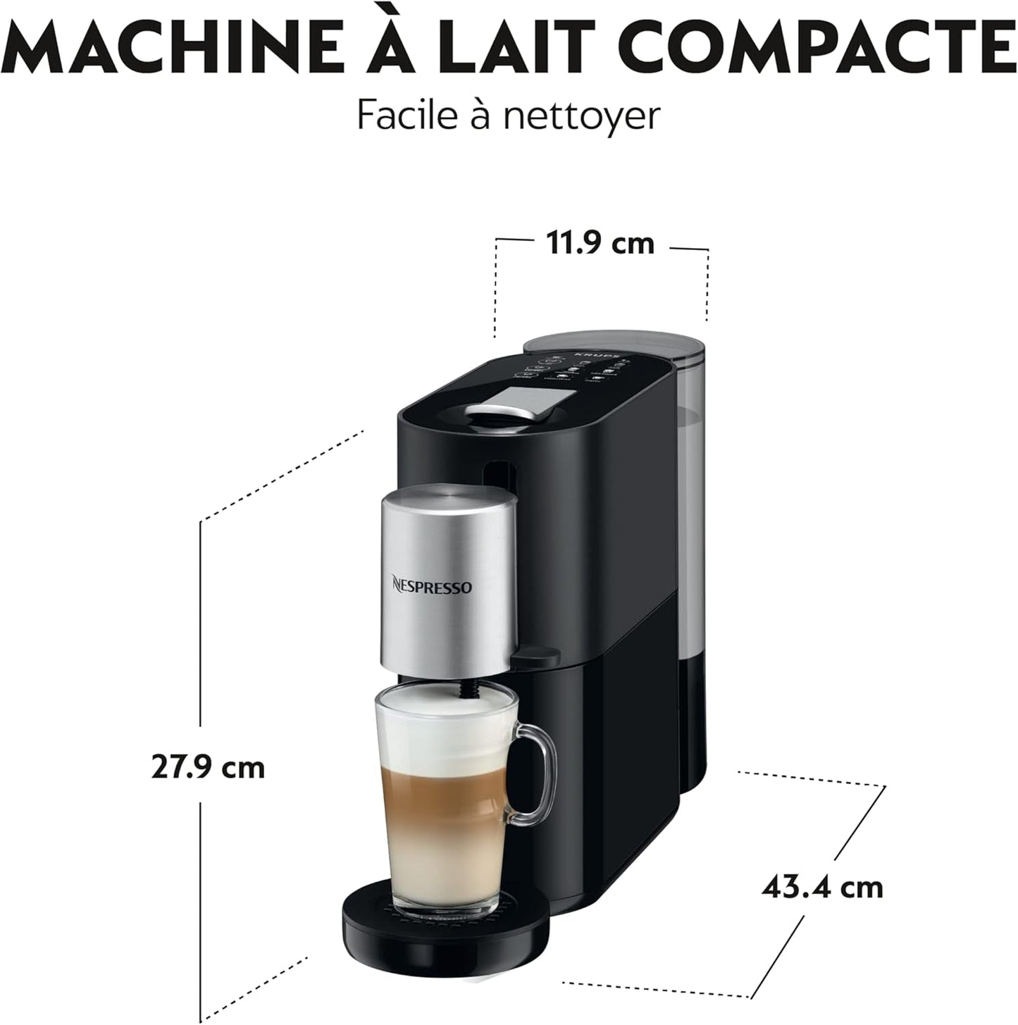 Macchina per caffè espresso Krups Nespresso, macchina per caffè espresso a capsule, stile barista espresso, montalatte, prodotta in Francia YY4355FD