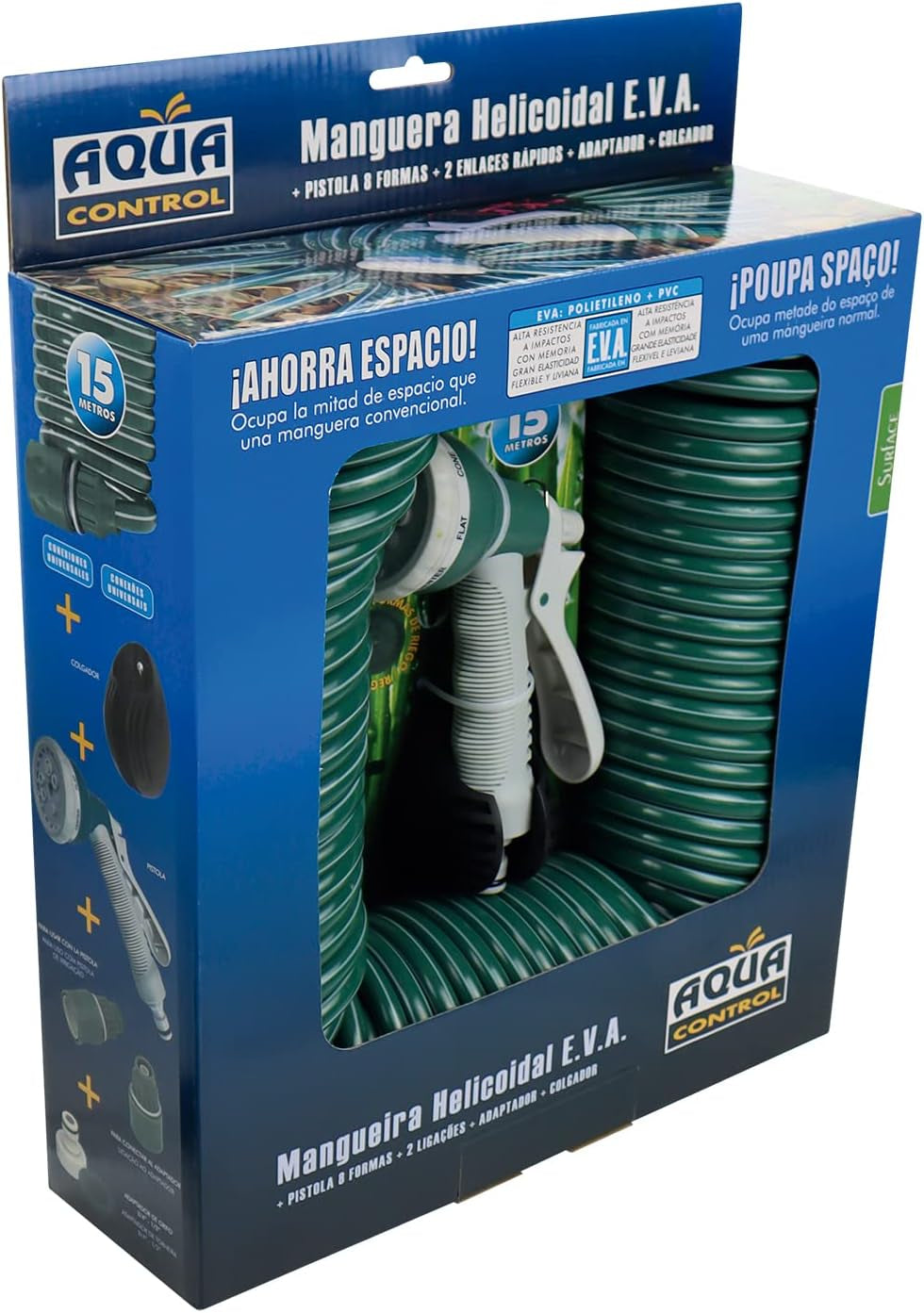 Tubo da giardino C2107N2 a 7 forme, 15 m, verde