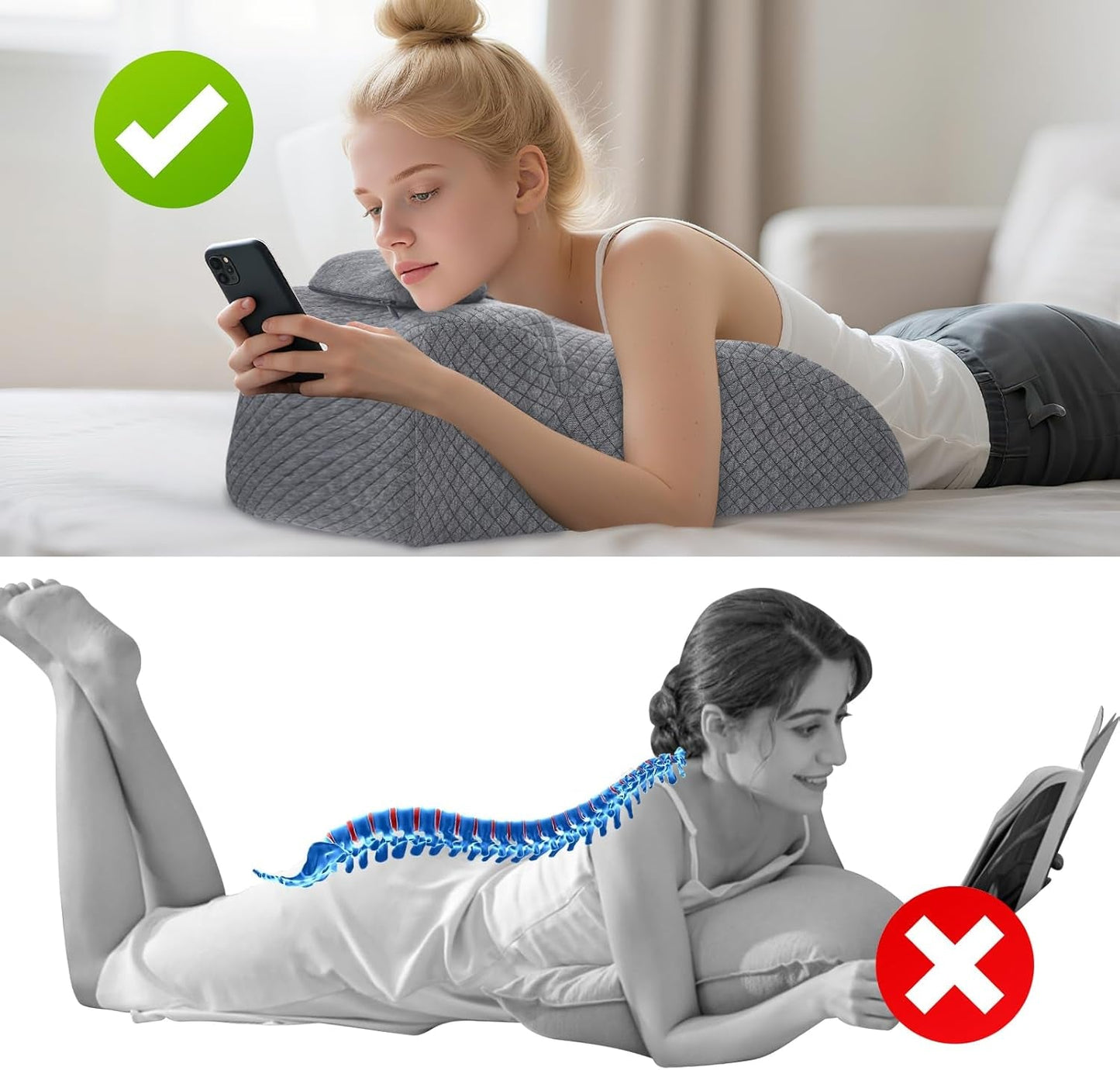 Cuscino da lettura - Cuscino per la schiena, poggiatesta regolabile, cuscino da lettura in memory foam per letto, cuscino ergonomico per collo e gambe, cuscino di supporto lombare