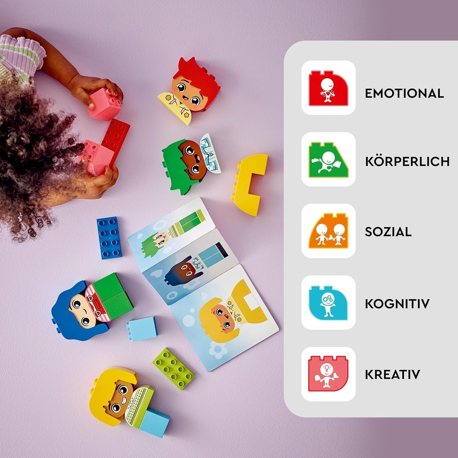 LEGO DUPLO Big Feelings, gioco di costruzione impilabile con 23 mattoncini colorati e 4 personaggi, giocattolo di abilità motoria per promuovere lo sviluppo sociale ed emotivo dei bambini a partire da 18 mesi 10415 Set di costruzione Beuche den LEGO-Store