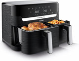 Friggitrice ad aria calda Tefal Dual Easy Fry con due camere, capacità 5,2/3,1 litri, due cassetti indipendenti, 7 programmi Elettrodomestici Naty Shop Nero