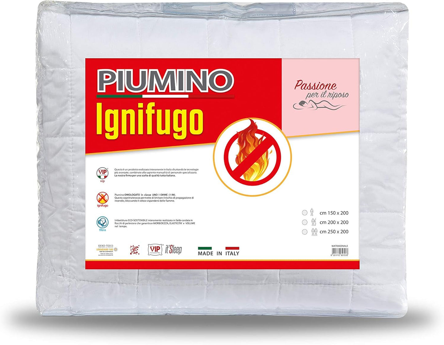 V.I.P. Piumino invernale Very Important Pillow Down, omologato classe 1, 100% poliestere, silicone, cartone, 155 X 205 cm, taglia 300, bianco Trapunte e trapunte Naty Shop 150X200