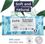 Salviette usa e getta ecologiche per la pelle sensibile del bambino 70 salviette (1 confezione) 99% acqua 100% senza plastica per pelle sensibile incline all'eczema Neonato biodegradabile Vegan