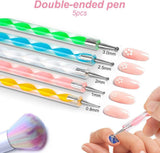 Set di adesivi per unghie e accessori - 5 adesivi per unghie, pennello, pietre, nastro decorativo, lamina d'oro - Perfetto per manicure e unghie in gel - Set da 50 pezzi