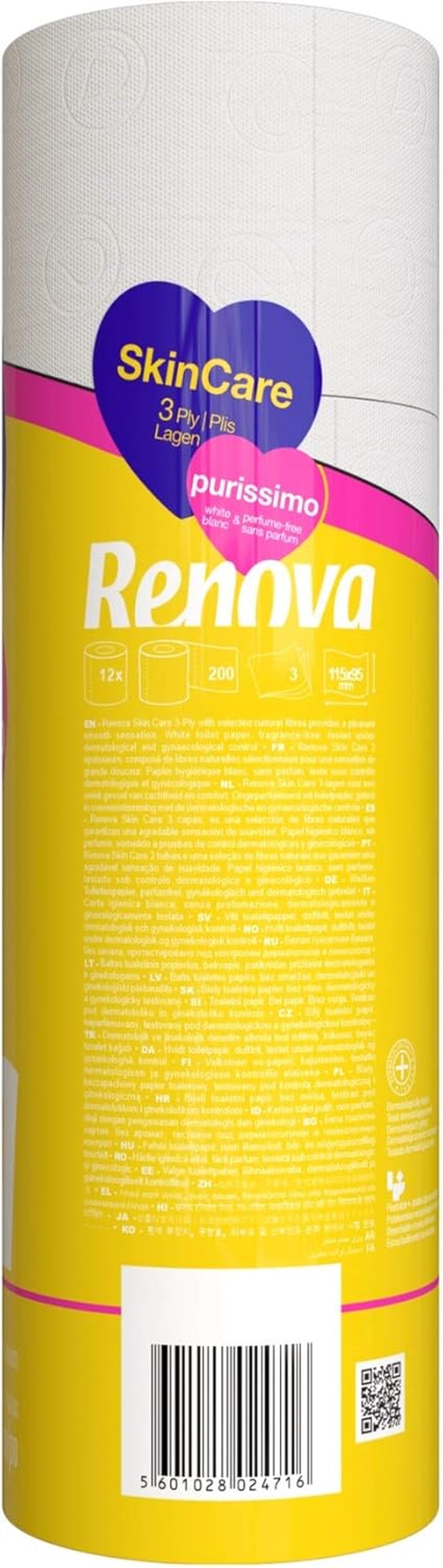 Carta igienica Renova Skincare Purissimo, 12 rotoli, bianca