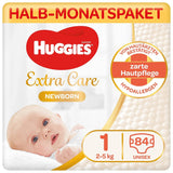 Pannolini per neonati Huggies, taglia 1, 100 pannolini (2 x 50), scatola per metà mese
