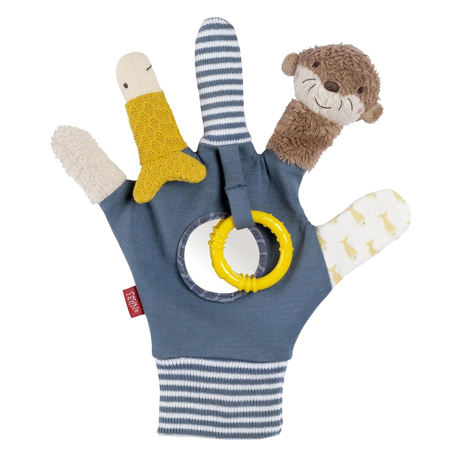Fehn burattino a mano coccodrillo - peluche con sonaglio, carta frusciante, massaggiagengive e cigolante - burattino a mano - giocattolo a scatto per neonati e bambini dai 6 mesi in su Baby Toys Naty Shop Otter